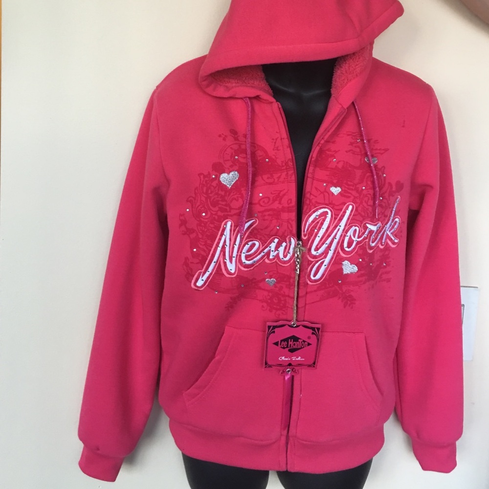 Fleece lined zipper front sweatshirt